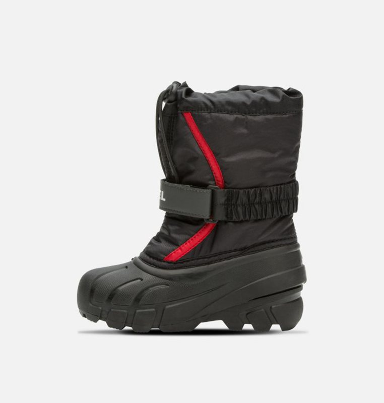 Botas Nieve Sorel Niños - Childrens Flurry™ Negras/Rojas - 72385-LPAY